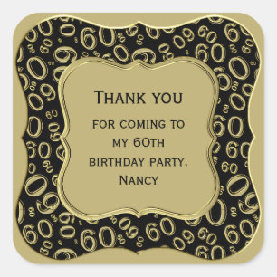 Sticker Carré Merci : 60e Motif  Gold/Black Bracket