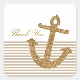 Sticker Carré Merci Ancre Parties scintillant or