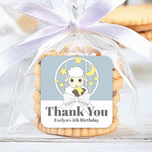 Sticker Carré Merci Animal de ferme Petit mouton Anniversaire de