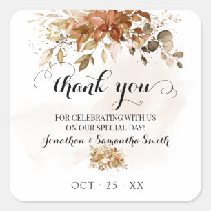 Sticker Carré Merci Automne eucalyptus Douche Automne Mariage