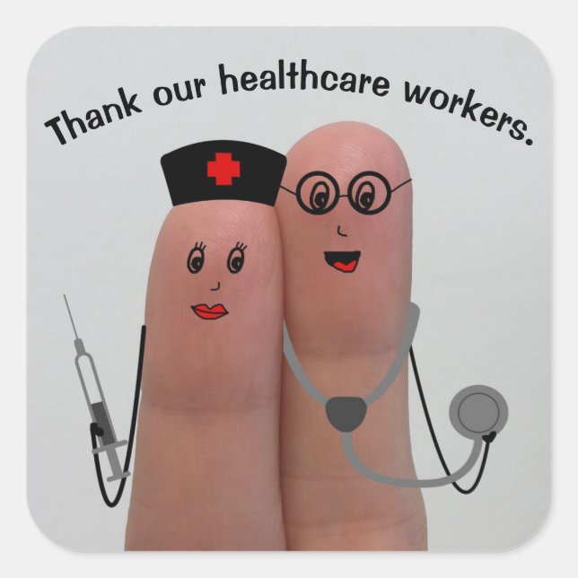Sticker Carré Merci aux professionnels de la santé (Devant)