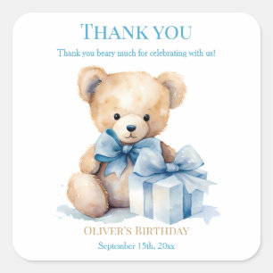 Sticker Carré Merci Beary Beaucoup Teddy BeaSticker aquarelle