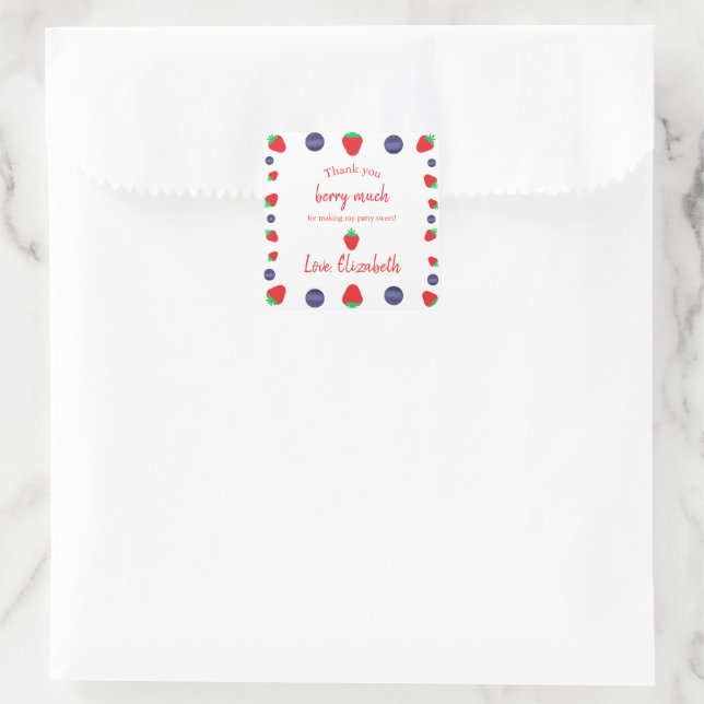 Sticker Carré Merci Berry Beaucoup de Merci d'anniversaire (Sac)