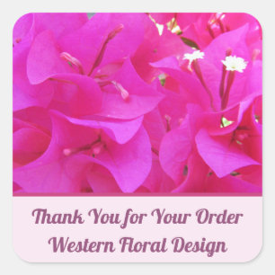 Sticker Carré Merci Business Order Belle Fleurs Roses