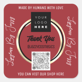 Sticker Carré Merci Business QR Code Logo Scan Me Rose