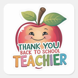 Sticker Carré Merci Cadeau de Rentrée Professeur Apple