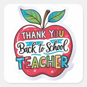 Sticker Carré Merci Cadeau de rentrée scolaire Professeur Apple 
