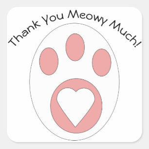 Sticker Carré Merci Cat Paw Cute Personnaliser