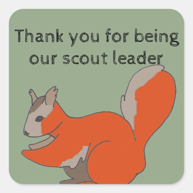 Sticker Carré Merci Chef Scoutisme Artistic Red Squirrel (Devant)