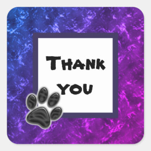 Sticker Carré Merci Chien Empreinte de patte Appréciation vive