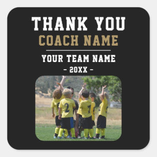 Sticker Carré Merci Coach Nom de l'équipe Photo