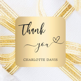 Sticker Carré Merci coeur or