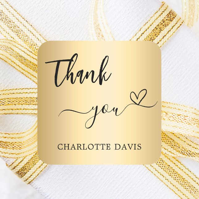 Sticker Carré Merci coeur or (Créateur téléchargé)