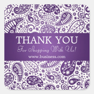 Sticker Carré Merci d'affaires Mode Paisley violet