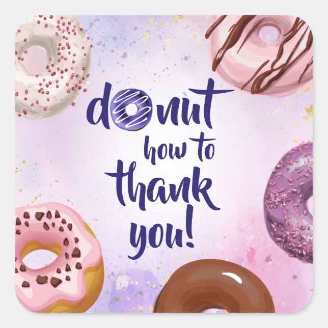 Sticker Carré Merci d'aquarelle de Donut (Devant)