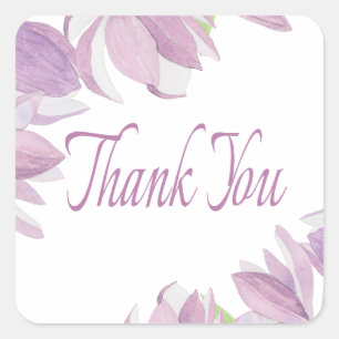 Sticker Carré Merci d'aquarelle Florale Fleurs violettes Mariage