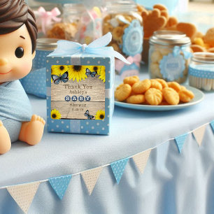 Sticker Carré Merci de Baby shower de tournesol rustique