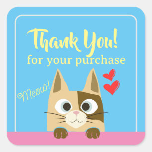Sticker Carré Merci de chats pour petites entreprises