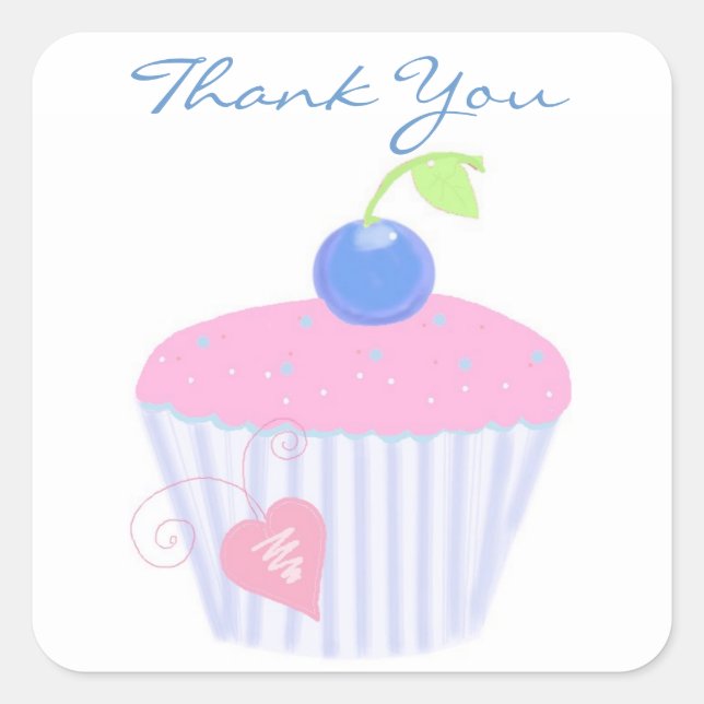 Sticker Carré Merci de Cupcake (Devant)