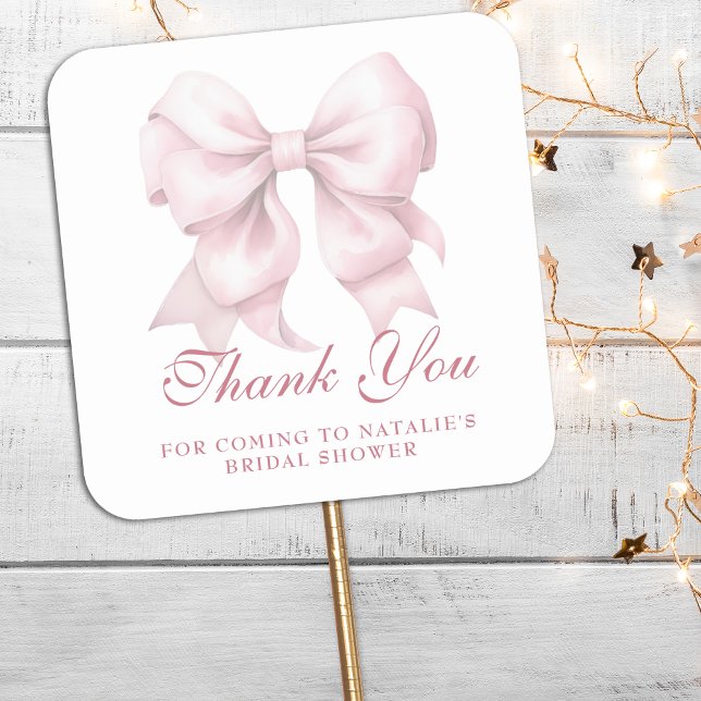 Sticker Carré Merci de Fête des mariées de  rose personnalisé (Créateur téléchargé)