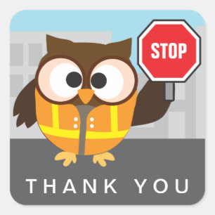Sticker Carré Merci de garde de croisement de hibou d'école