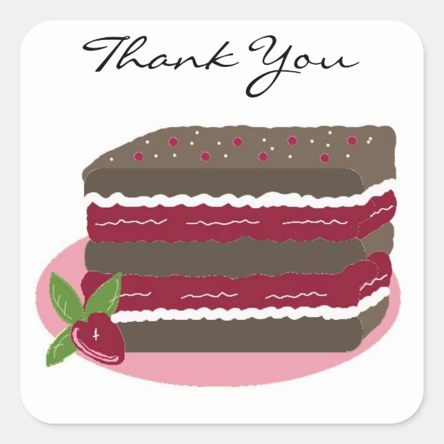 Sticker Carré Merci de gâteau de velours rouge (Devant)