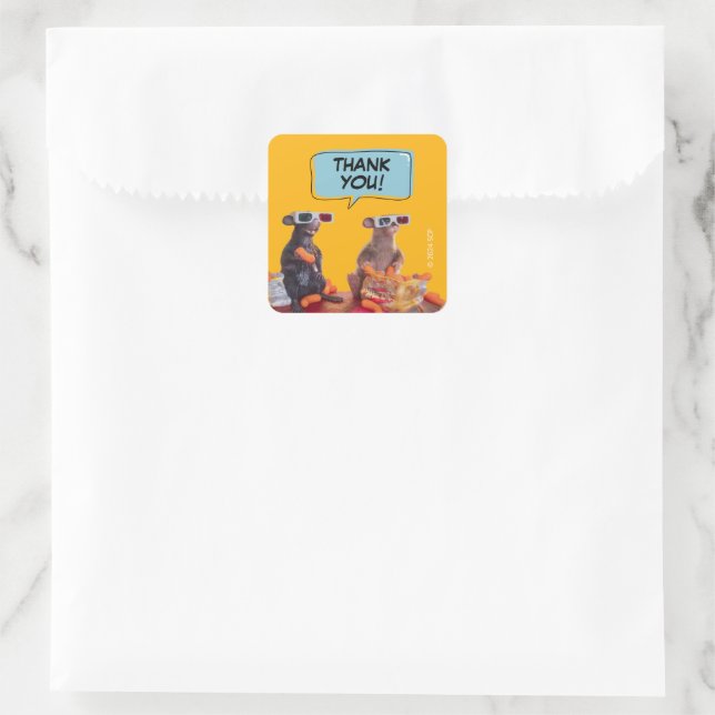 Sticker Carré Merci de la fête Gracie & Pedro Watch (Sac)