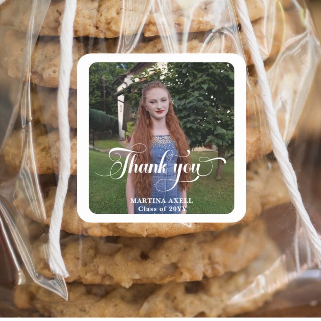 Sticker Carré Merci de la graduation photo (Créateur téléchargé)