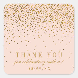 Sticker Carré Merci de Mariage Blush Pink & Gold