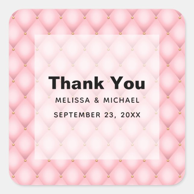 Sticker Carré Merci de Motif de luxe rose Tufted Diamond (Devant)