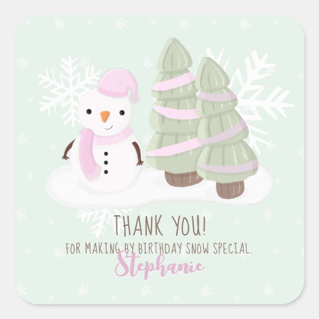 Sticker Carré Merci de Noël Snowman (Devant)