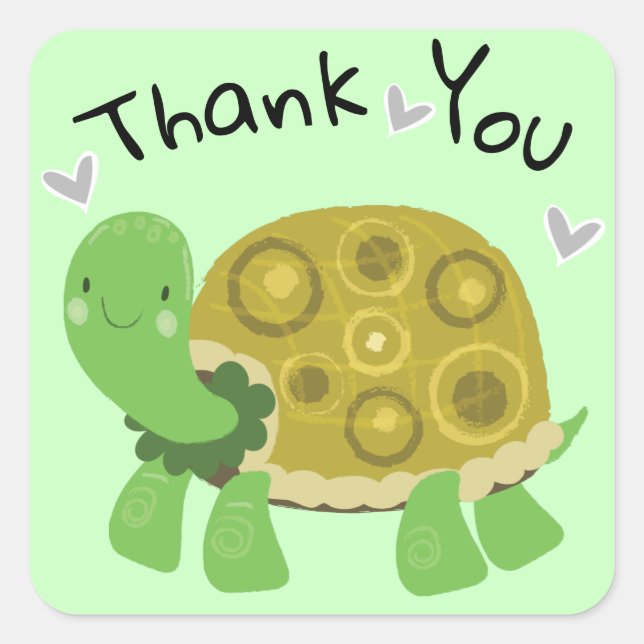 Sticker Carré Merci de tortue douce (Devant)