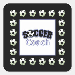 Sticker Carré Merci d'entraîneur du football, boules
