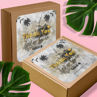 Sticker Carré Merci d'entreprise moderne pour votre commande Gol