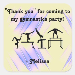 Sticker Carré "Merci" d'être venu à ma Gymnastique Party !