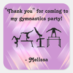 Sticker Carré "Merci" d'être venu à ma Gymnastique Party !