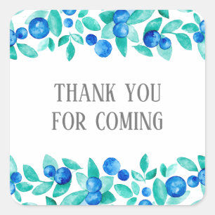 Sticker Carré Merci d'être venu. Baby shower de bleuets