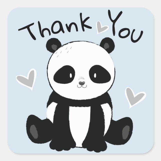 Sticker Carré Merci d'ours de panda assis doux (Devant)