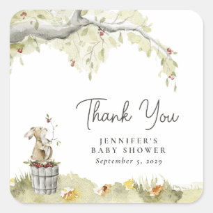 Sticker Carré Merci du Baby shower forestier