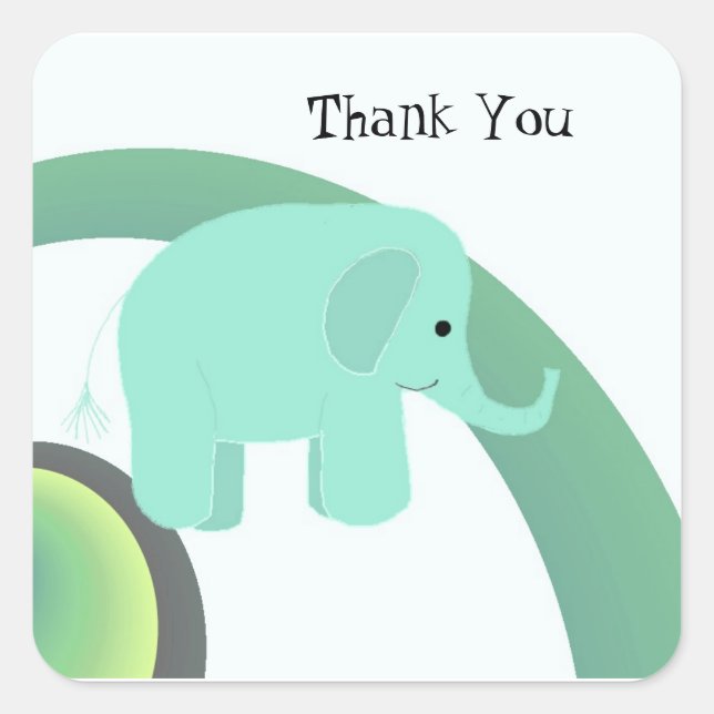 Sticker Carré Merci Eléphant Bébé mou (Devant)