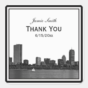 Sticker Carré Merci encadré à écran Boston Skyline