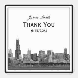 Sticker Carré Merci encadré de Chicago Skyline