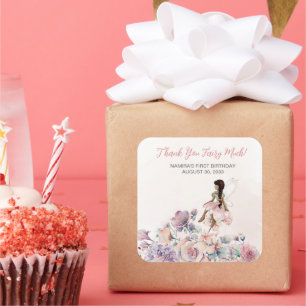 Sticker Carré Merci Fairy Beaucoup Favoriser Anniversaire