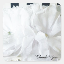 Sticker Carré Merci floral romantique blanc