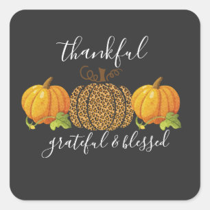Sticker Carré Merci gracieux béni Citrouille de Thanksgiving