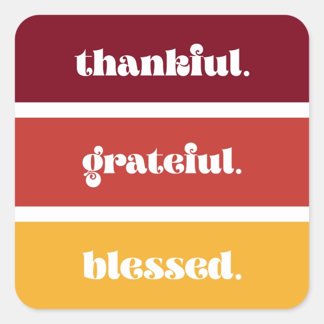 Sticker Carré Merci Grateful béni moderne Thanksgiving (Devant)