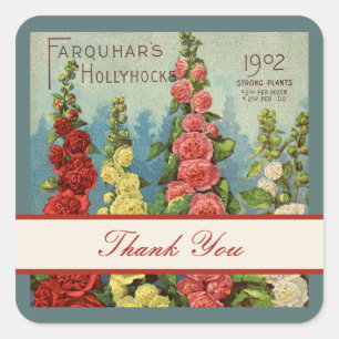 Sticker Carré Merci Hollywood Peach Red Seed Packet Art