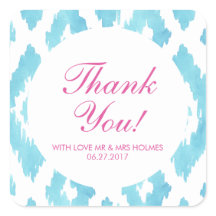 Merci Ikat bleu turquoise