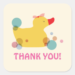 Sticker Carré Merci jaune mignon de fête d'anniversaire de