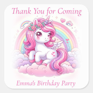 Sticker Carré Merci jolie licorne rose